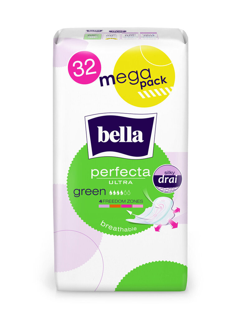 Hügieenisidemed Bella Perfecta Ultra Green, 32 tk hind ja info | Tampoonid, hügieenisidemed, menstruaalanumad | kaup24.ee