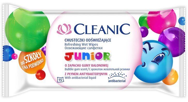 Niisked salvrätikud lastele Cleanic Junior, 15 tk hind ja info | Niisked salvrätikud, vatipadjad ja -tikud | kaup24.ee
