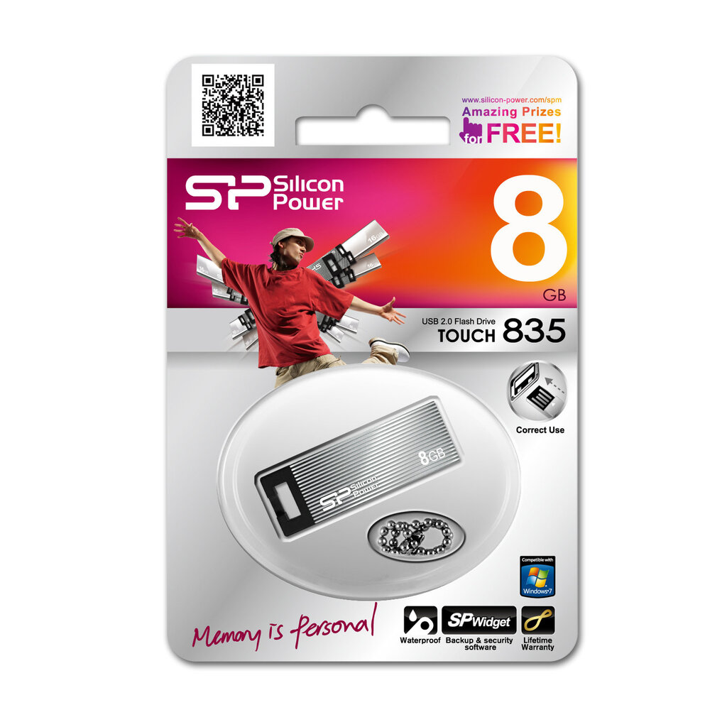 Mälupulk Silicon Power Touch 835, 8GB, USB 2.0 hind ja info | Mälupulgad | kaup24.ee