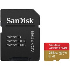 SanDisk Extreme Plus microSDXC 256GB + SD Adapter hind ja info | Fotoaparaatide mälukaardid | kaup24.ee