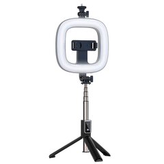 RoGer V1 Универсальная палка для селфи с трехцветной светодиодной лампой / штатив / пульт дистанционного управления Bluetooth / черный цена и информация | Моноподы для селфи («Selfie sticks») | kaup24.ee