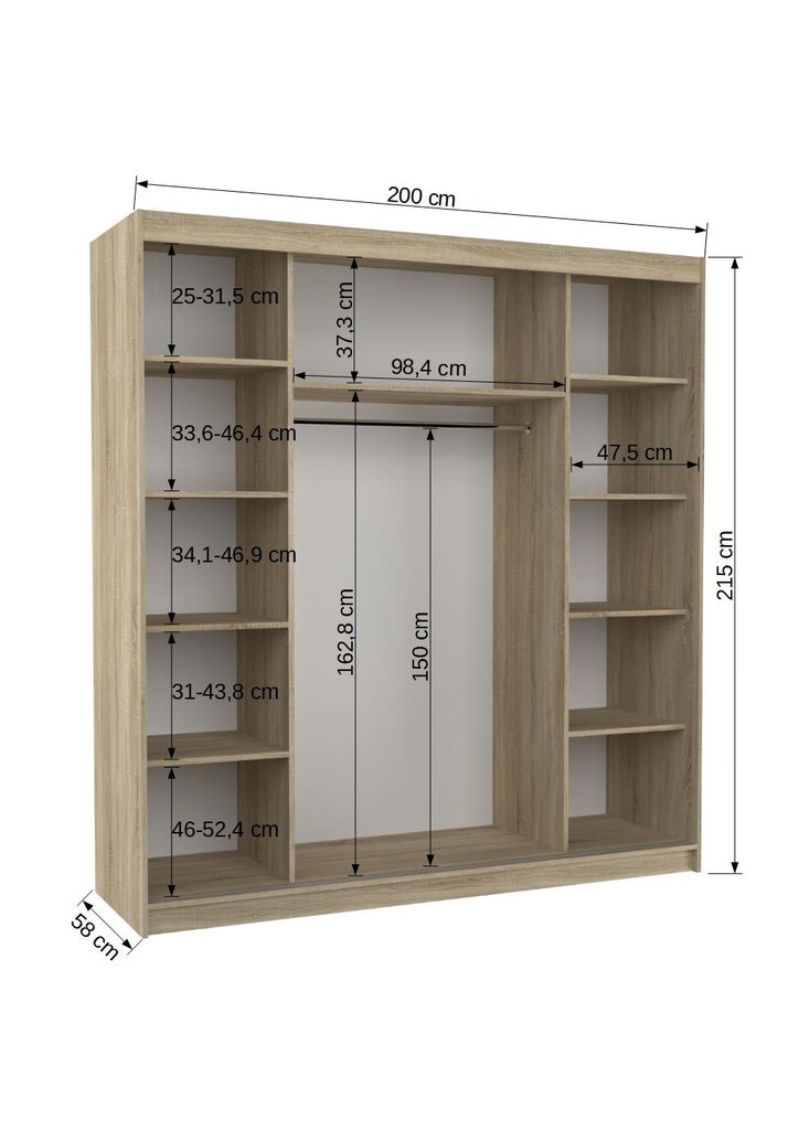 Riidekapp ADRK Furniture Della, valge цена и информация | Kapid | kaup24.ee