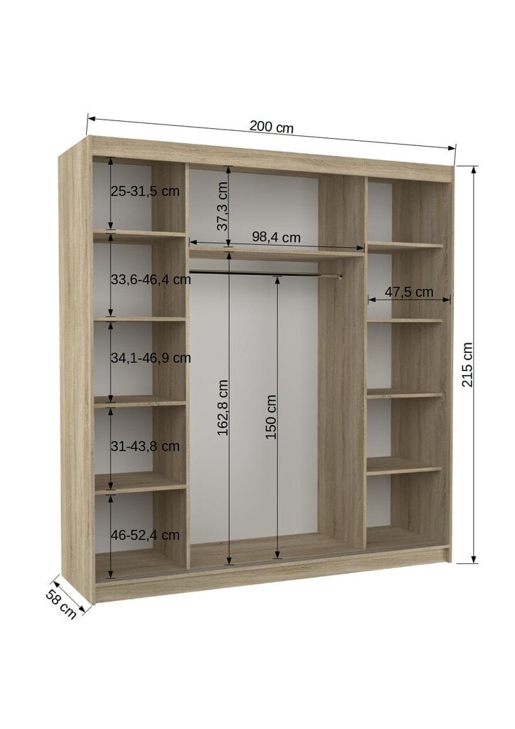 Kapp ADRK Furniture Olivier, valge/tamme värv hind ja info | Kapid | kaup24.ee