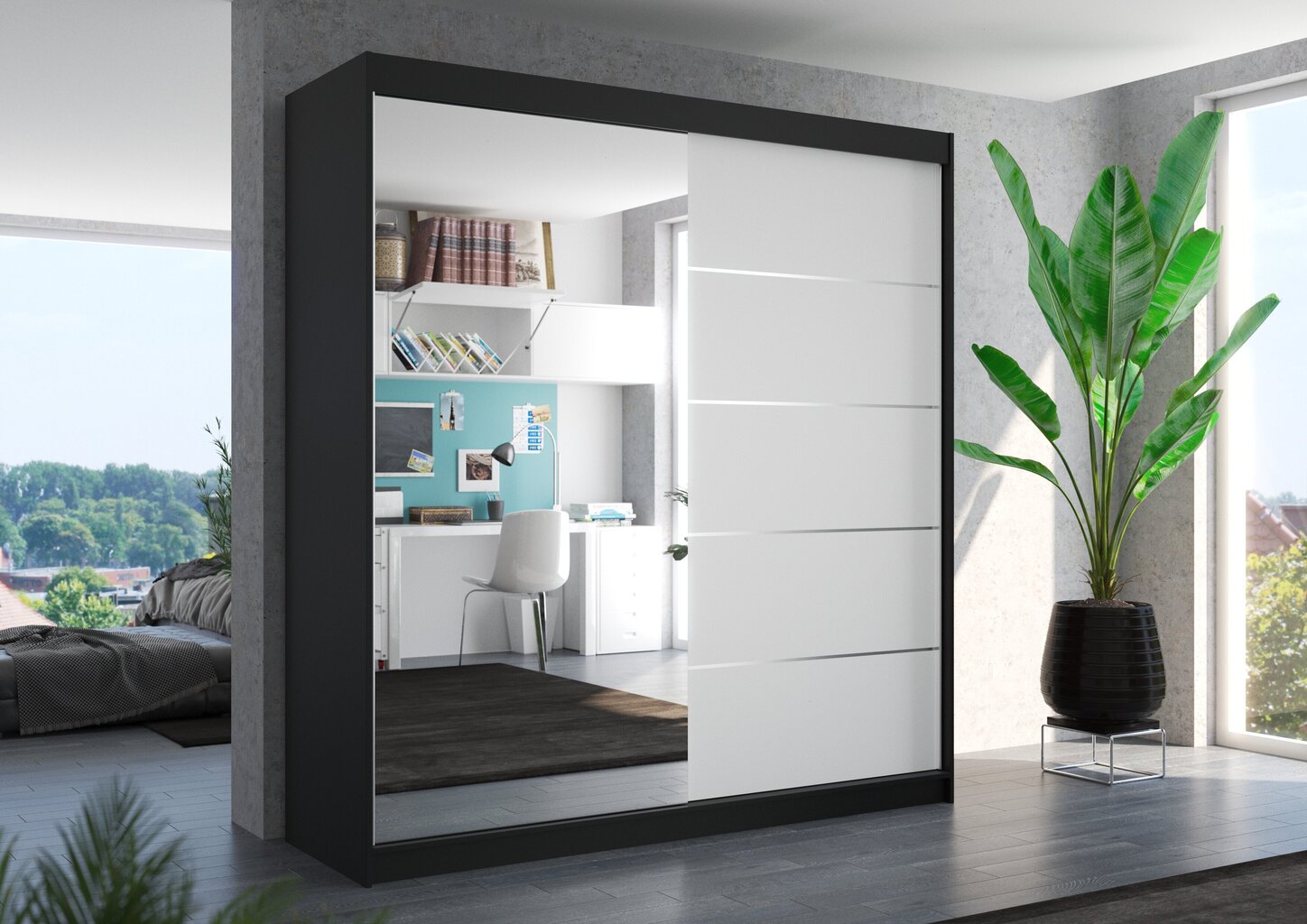 Riidekapp ADRK Furniture Olivier, must/valge hind ja info | Kapid | kaup24.ee