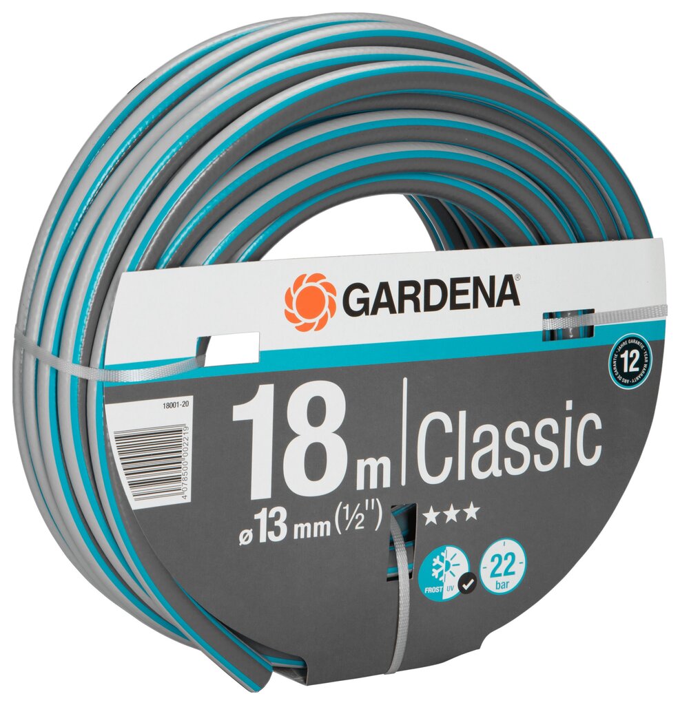 Kastmisvoolik Gardena Classic 1/2", 18 m цена и информация | Kastekannud, voolikud, niisutus | kaup24.ee