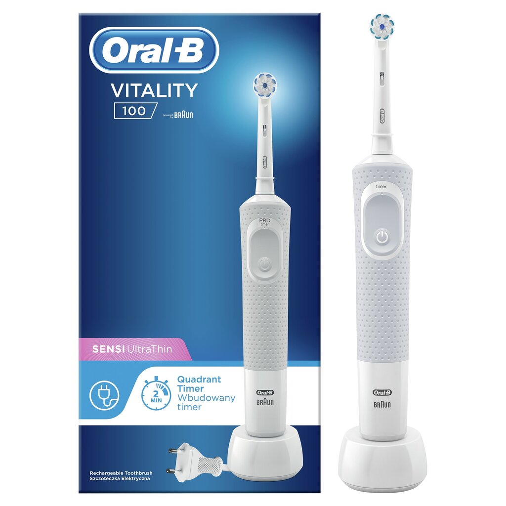 D100.413.1 Braun Oral-B Vitality Sensitive UltraThin el.hambahari taimeriga hind ja info | Elektrilised hambaharjad | kaup24.ee