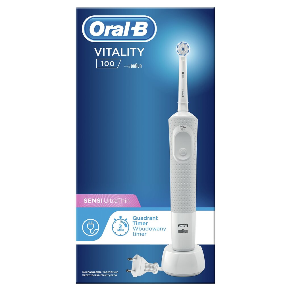 D100.413.1 Braun Oral-B Vitality Sensitive UltraThin el.hambahari taimeriga цена и информация | Elektrilised hambaharjad | kaup24.ee