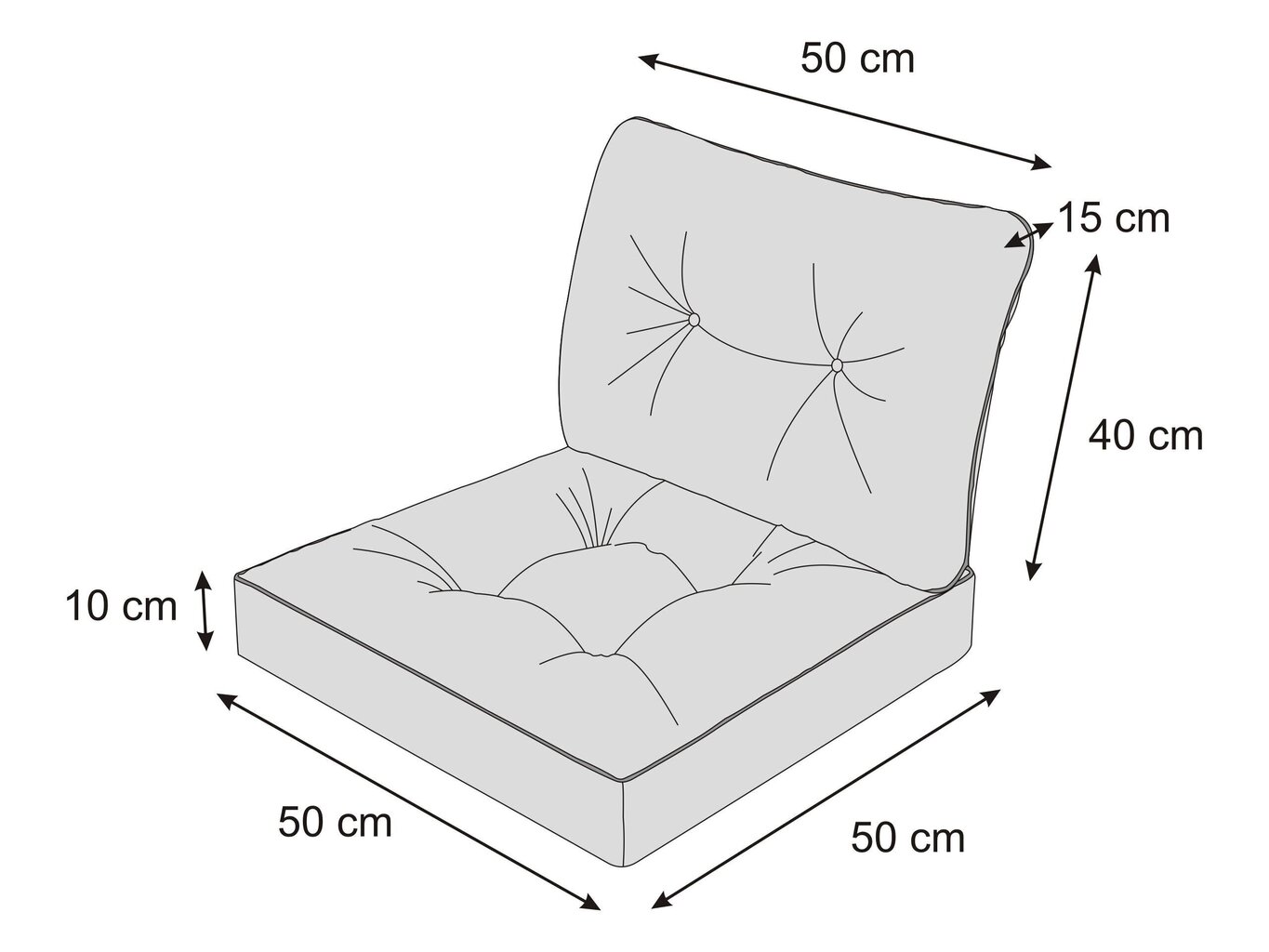 Patjade komplekt toolile Emma Tech 50 cm, must hind ja info | Toolipadjad ja -katted | kaup24.ee