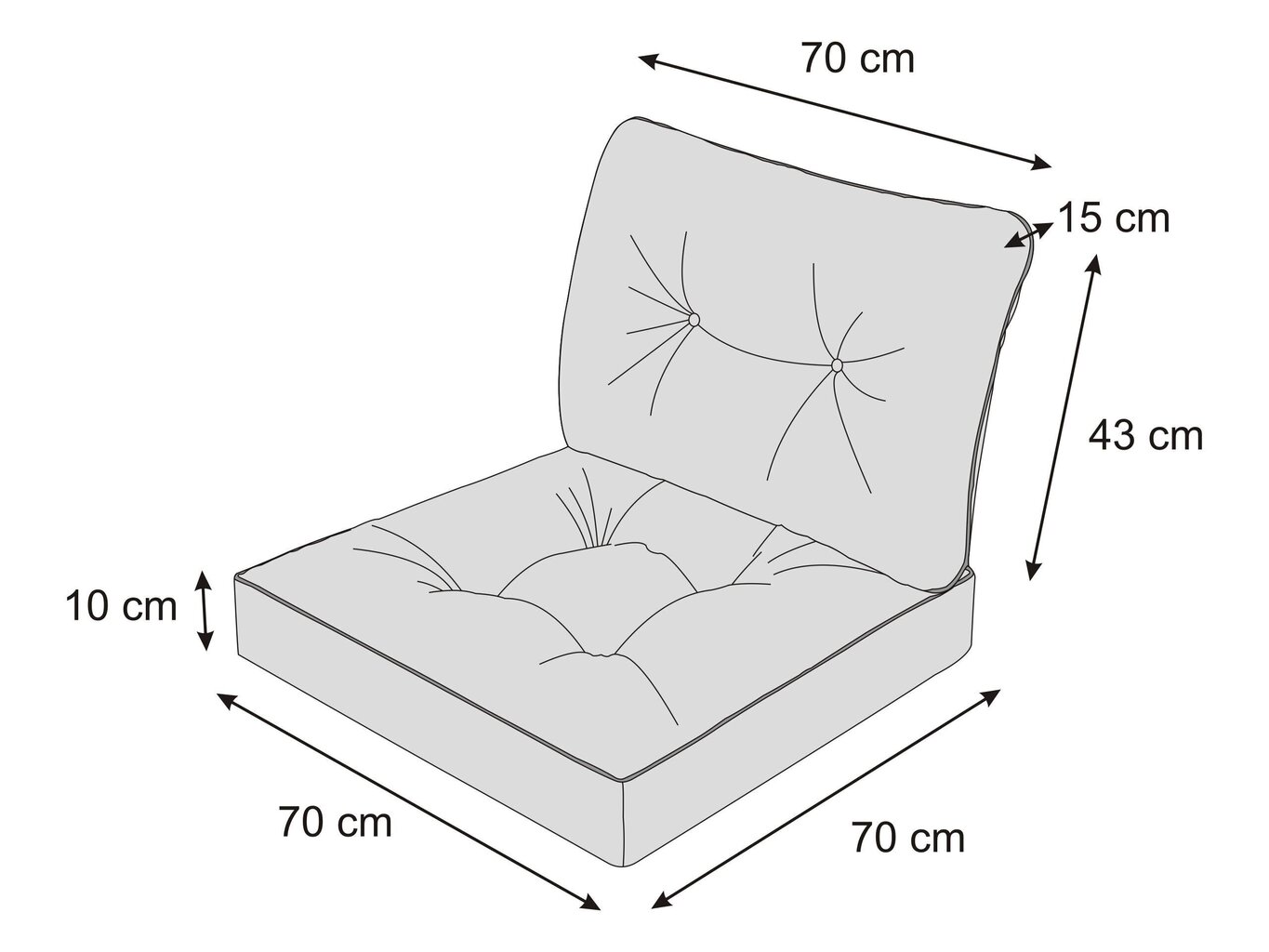 Patjade komplekt toolile Emma Tech 70 cm, helehall цена и информация | Toolipadjad ja -katted | kaup24.ee