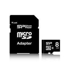 Накопитель Silicon Power microSDHC 8GB Class10 + SD адаптер цена и информация | Silicon Power Мобильные телефоны, Фото и Видео | kaup24.ee