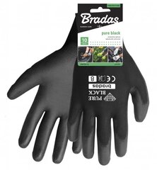 Садовые и рабочие перчатки Bradas PURE BLACK poliuretan, размер 10 цена и информация | Рабочие перчатки | kaup24.ee