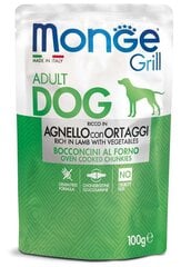 Konserv koertele Monge Grill Dog Pouches Lambaliha ja köögiviljadega, 100g hind ja info | Konservid koertele | kaup24.ee