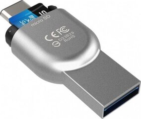 Silicon Power mälukaardilugeja 2in1 microSD USB-C/USB-A, hall hind ja info | USB jagajad, adapterid | kaup24.ee