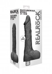 Имитатор пениса RealRock Dildo с яичками, черный, 25 см цена и информация | Фаллоимитаторы | kaup24.ee