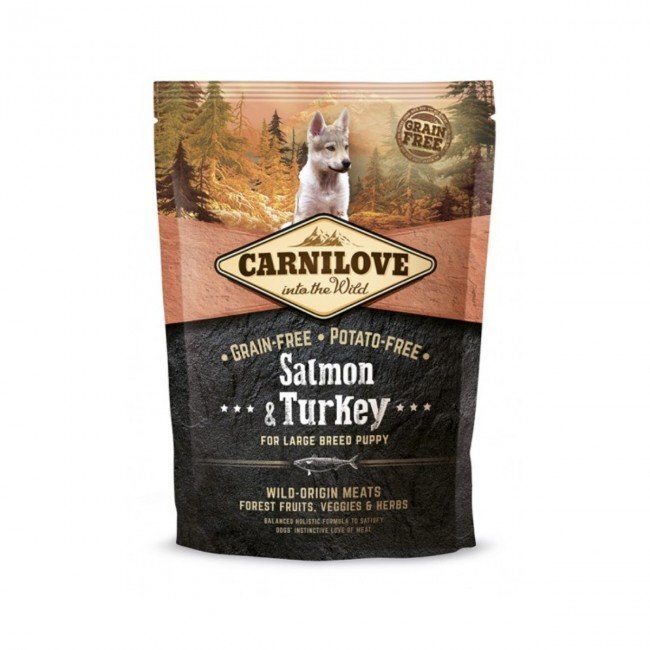 Carnilove Salmon & Turkey for Large Breed Puppies koeratoit 1,5 kg цена и информация | Kuivtoit koertele | kaup24.ee