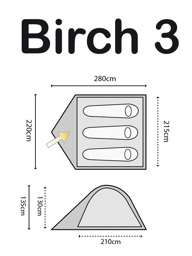 Telk Highlander​ Birch 3, roosa hind ja info | Telgid | kaup24.ee