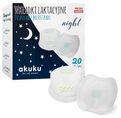 Ühekordsed rinnapadjad Akuku Night, 20 tk, A0444 цена и информация | Товары для кормления | kaup24.ee