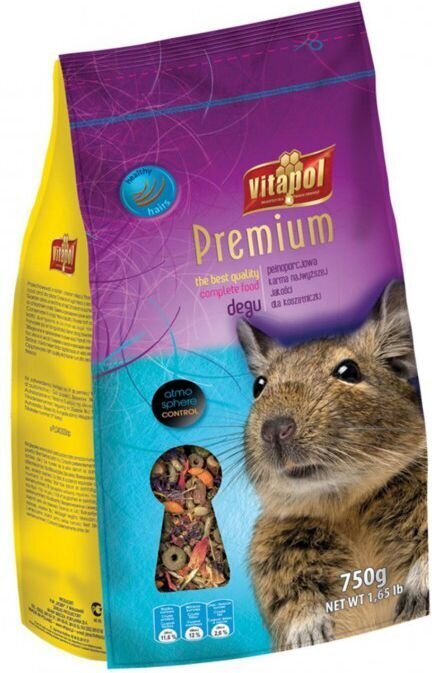 Vitapol Premium täissööt Degu 750g цена и информация | Toit väikeloomadele | kaup24.ee