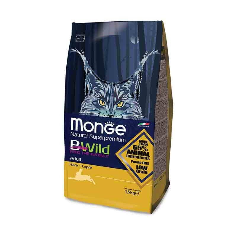 Täissööt kassidele Monge BWild Cat Adult metsjäneselihaga 1,5kg цена и информация | Kuivtoit kassidele | kaup24.ee