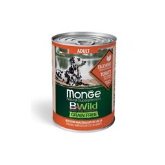 Teraviljavaba märgtoit koertele Monge Bwild Dog Adult Chunkies Grain Free kalkuni, kõrvitsa ja suvikõrvitsaga 400g hind ja info | Konservid koertele | kaup24.ee