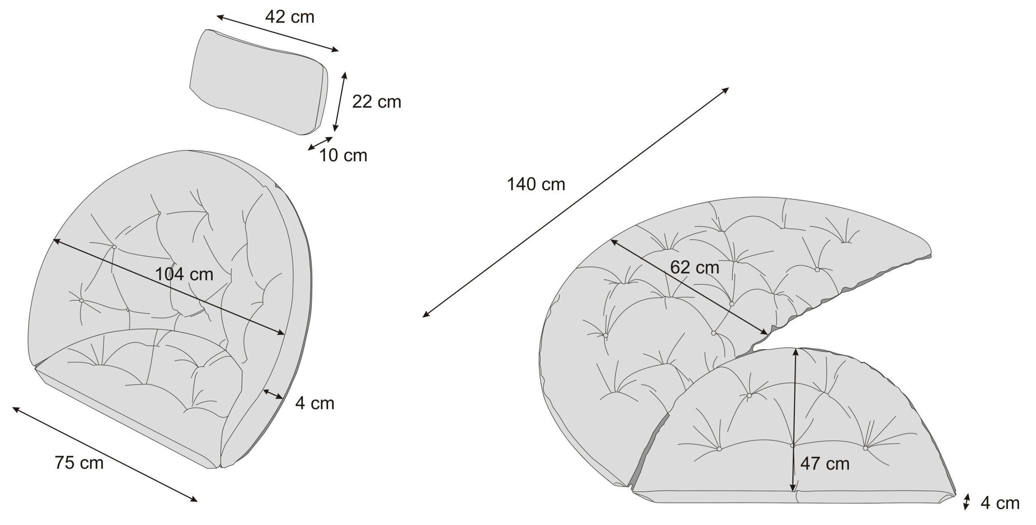 Padi rippuvale kiiktoolile Hobbygarden Luna Ekolen, sinine hind ja info | Toolipadjad ja -katted | kaup24.ee