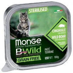 Monge BWild Cat Grain Free Adult steriliseeritud kassidele, praetud pasteet metssea ja köögiviljadega 100g hind ja info | Konservid kassidele | kaup24.ee