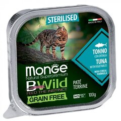 Monge BWild Cat Grain Free Adult для стерилизованных кошек, жареный паштет с тунцом и овощами 100г цена и информация | Кошачьи консервы | kaup24.ee