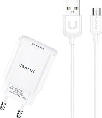 USAMS T21 kiirlaadija + mikro-USB kaabel, valge hind ja info | Mobiiltelefonide laadijad | kaup24.ee