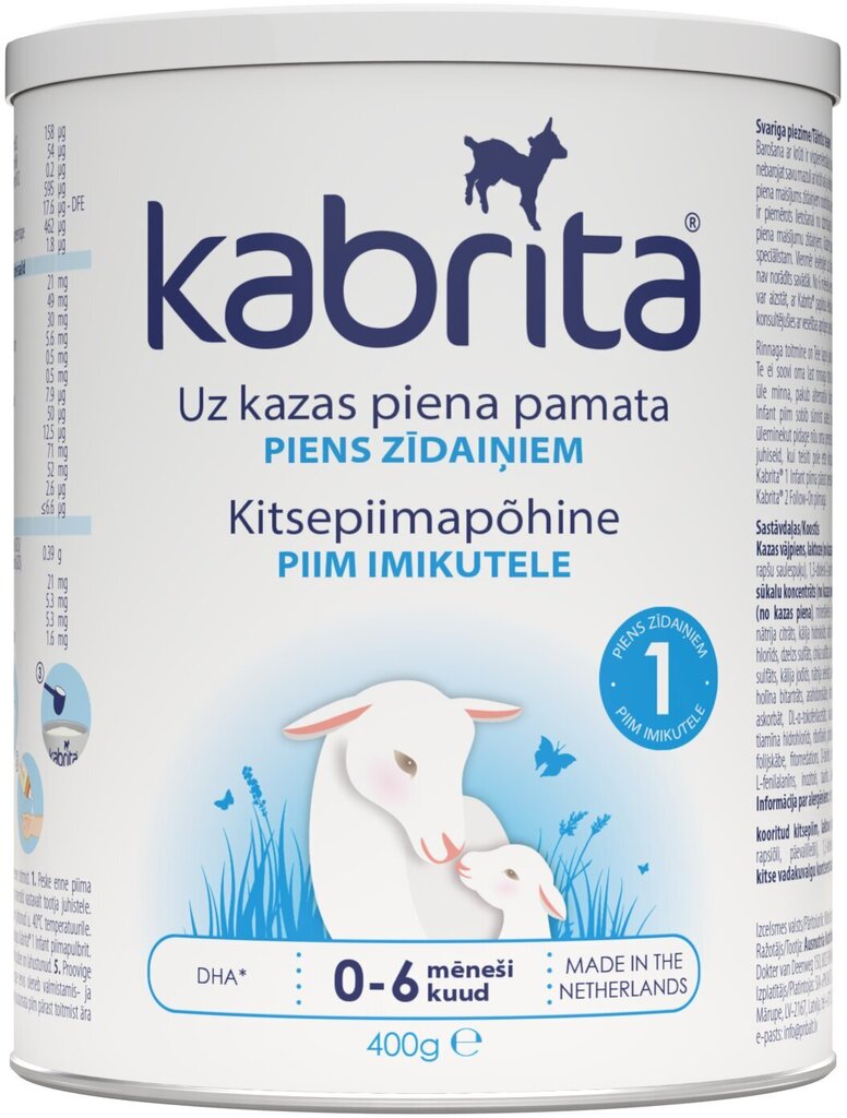 Piimasegu Kabrita 1, 0-6 kuud, 400 g цена и информация | Eriotstarbelised piimasegud | kaup24.ee