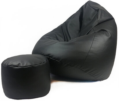 Кресло-мешок Nore XXL с пуфом, черное цена и информация | Кресла-мешки и пуфы | kaup24.ee