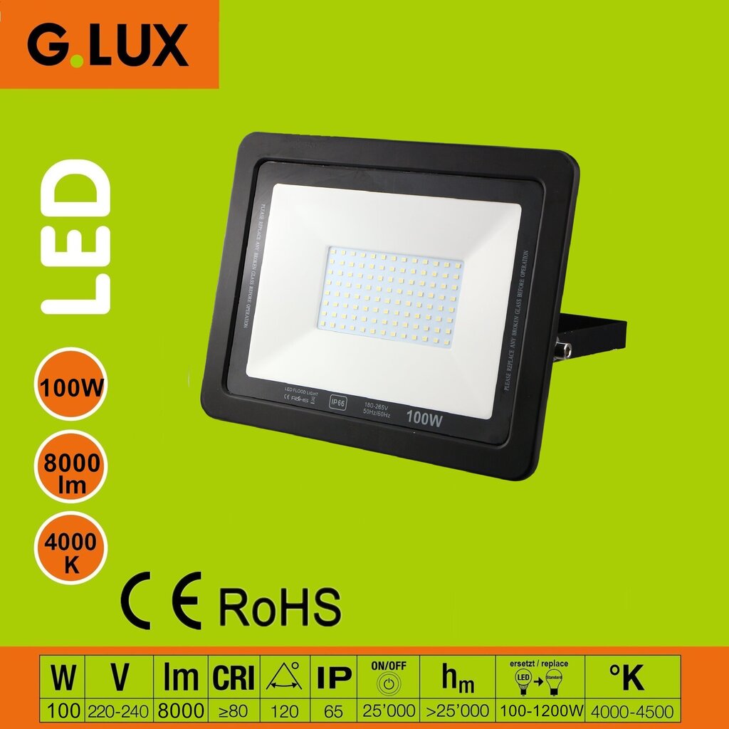 Tänava LED prožektor GR-ECO-FL-100W must hind ja info | Aia- ja õuevalgustid | kaup24.ee