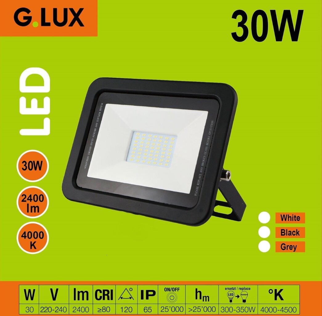 Tänava LED prožektor GR-ECO-FL-30W must цена и информация | Aia- ja õuevalgustid | kaup24.ee