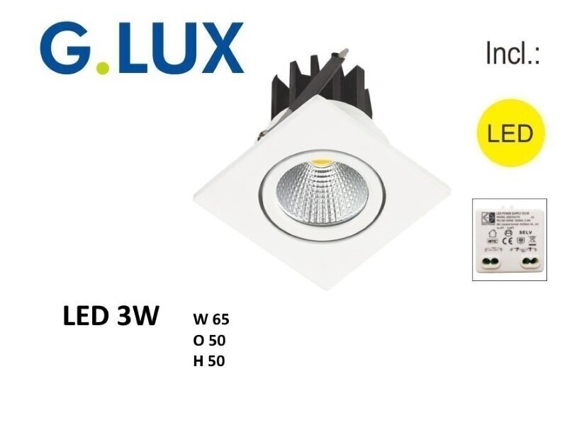 LED paneel G.LUX GL-LED-20-K 3W valge цена и информация | Süvistatavad ja LED valgustid | kaup24.ee