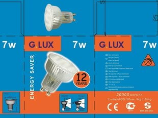 Энергосберегающая лампочка 7W упаковка 10шт G.LUX / DEU 7W GU10 Упаковка цена и информация | Лампочки | kaup24.ee