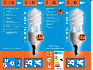 Energiasäästlik lambipirn 9W, G.LUX DLC 9W E14, pakis 10tk hind ja info | Lambipirnid, lambid | kaup24.ee