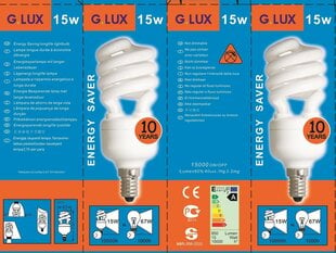 Energiasäästlik lambipirn 15W, G.LUX DLL 15W E14, pakis 10tk hind ja info | Lambipirnid, lambid | kaup24.ee