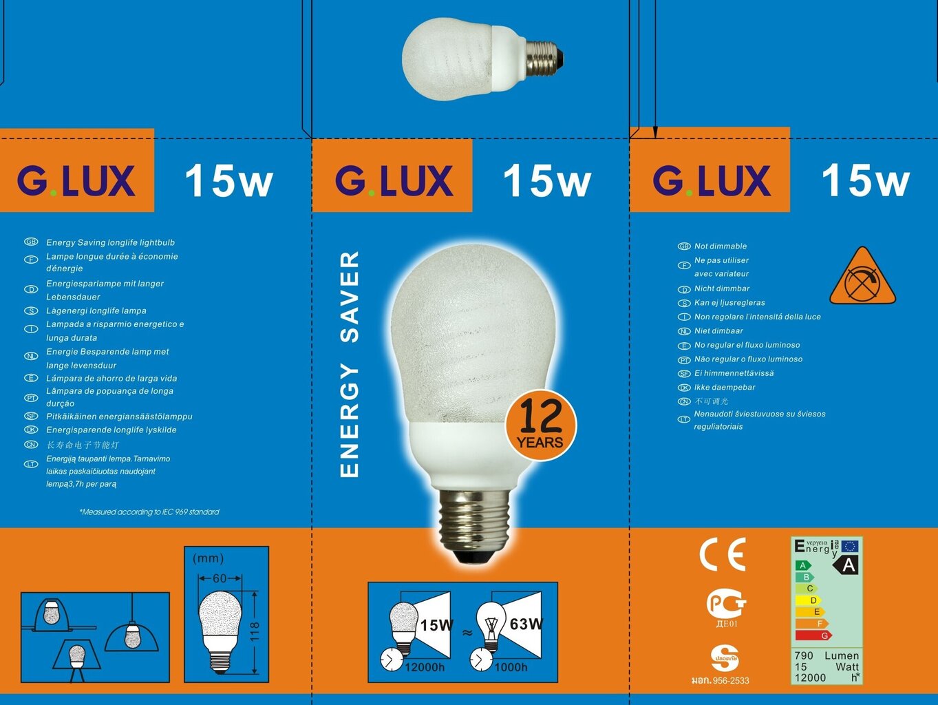 Energiasäästlik lambipirn 15W, G.LUX DEP/NP DECOR 15W, pakis 10tk hind ja info | Lambipirnid, lambid | kaup24.ee