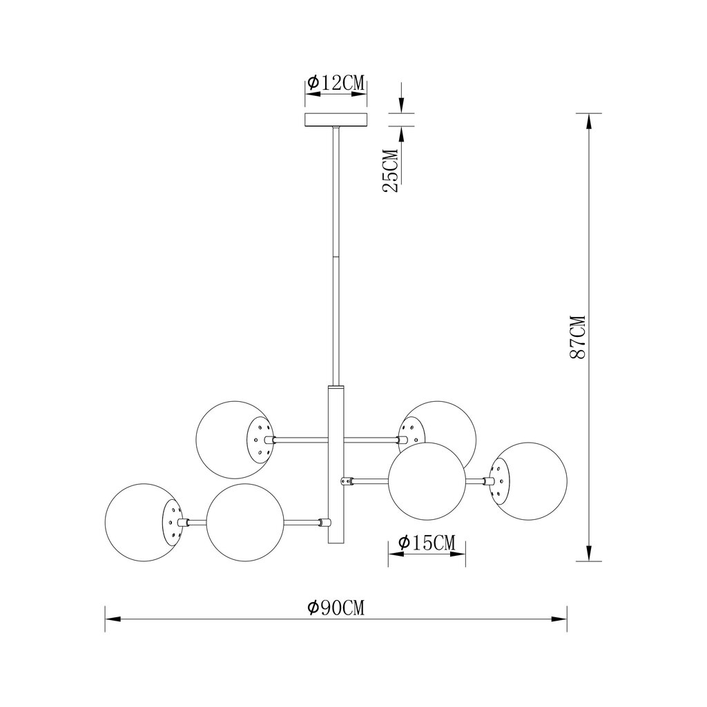 Rippvalgusti G.LUX GM-906/6 mat black цена и информация | Rippvalgustid | kaup24.ee