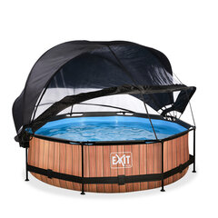 Каркасный бассейн Exit Wood с фильтром и навесом, ø300x76 см, коричневый цена и информация | Бассейны | kaup24.ee