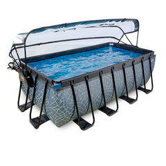 Каркасный бассейн с песочным фильтром и навесом Exit Stone, 400x200x122 см, серый цена и информация | Бассейны | kaup24.ee