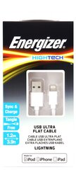 Kaabel USB-Lightning Energizer, valge, 1.2M hind ja info | Mobiiltelefonide kaablid | kaup24.ee