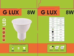 LED pirnid G.LUX GR-LED-GU10-PA9-8W 3000K - 10tk pakis цена и информация | Лампочки | kaup24.ee