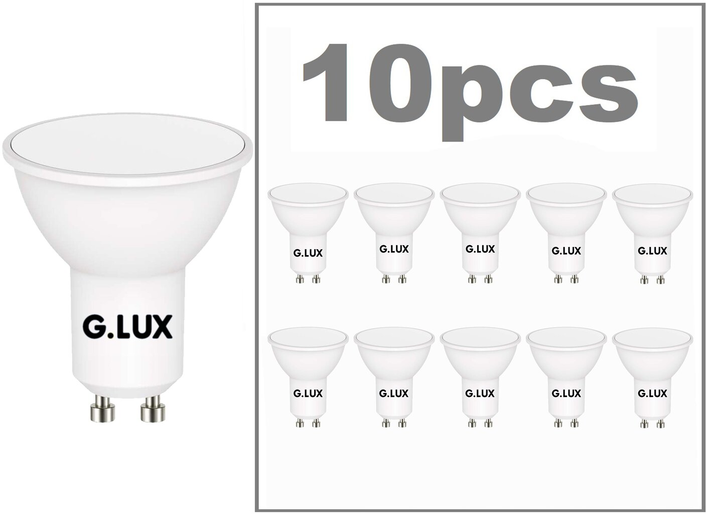 LED лампочки G.LUX GR-LED-GU10-PA9-8W 3000K - 10 шт. упаковка цена |  kaup24.ee