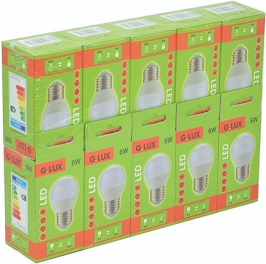 LED pirnid G.Lux GR-LED-G45-E27-6W-3000K, 10tk. hind ja info | Lambipirnid, lambid | kaup24.ee