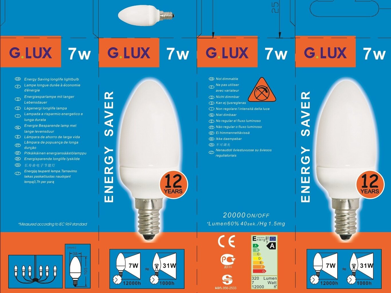 Energiasäästlik lambipirn 7W, G.LUX DEA 7W E14, pakis 10tk цена и информация | Lambipirnid, lambid | kaup24.ee