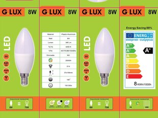 LED pirnid G.LUX GR-LED-C37-8W 4000K, 10 tk. pakett hind ja info | Lambipirnid, lambid | kaup24.ee