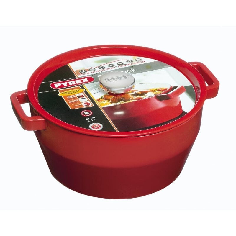 Pyrex SLOWCOOK malmist pott 28cm, 6,3l punane hind ja info | Potid ja kiirkeedupotid | kaup24.ee