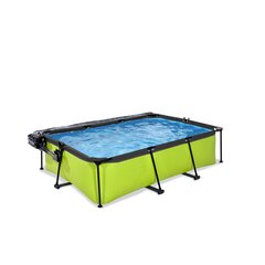 Каркасный бассейн с фильтром и крышей Exit Lime 220x150x65 см, зеленый цена и информация | Бассейны | kaup24.ee