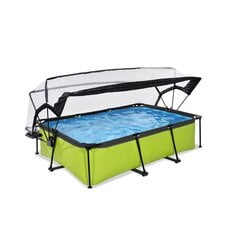 Каркасный бассейн с фильтром и крышей Exit Lime 220x150x65 см, зеленый цена и информация | Бассейны | kaup24.ee