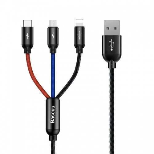 Kaabel Baseus USB2.0 A pistik ja 3 pistikut (USB C, micro USB, lightning) цена и информация | Kaablid ja juhtmed | kaup24.ee